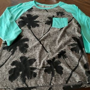 Men's Aqua/Gray 3/4 Length Front Pocket Shirt